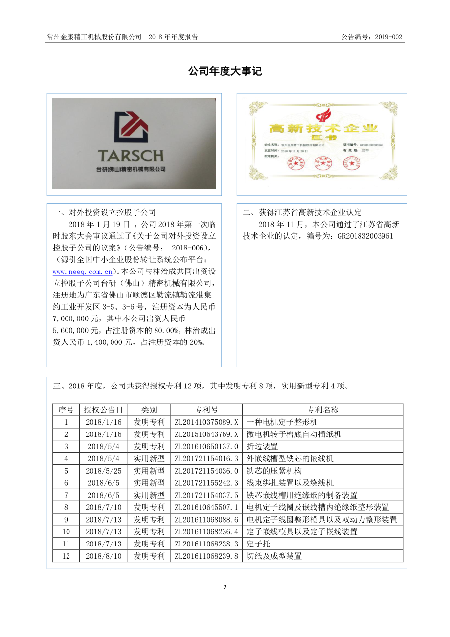 831978_2018_金康精工_2018年年度报告_2019-04-22.pdf_第2页