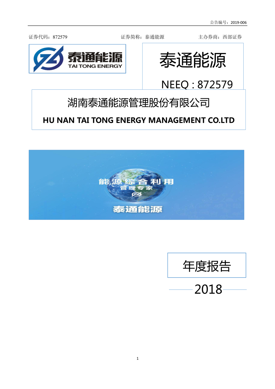 872579_2018_泰通能源_2018年年度报告_2019-04-17.pdf_第1页