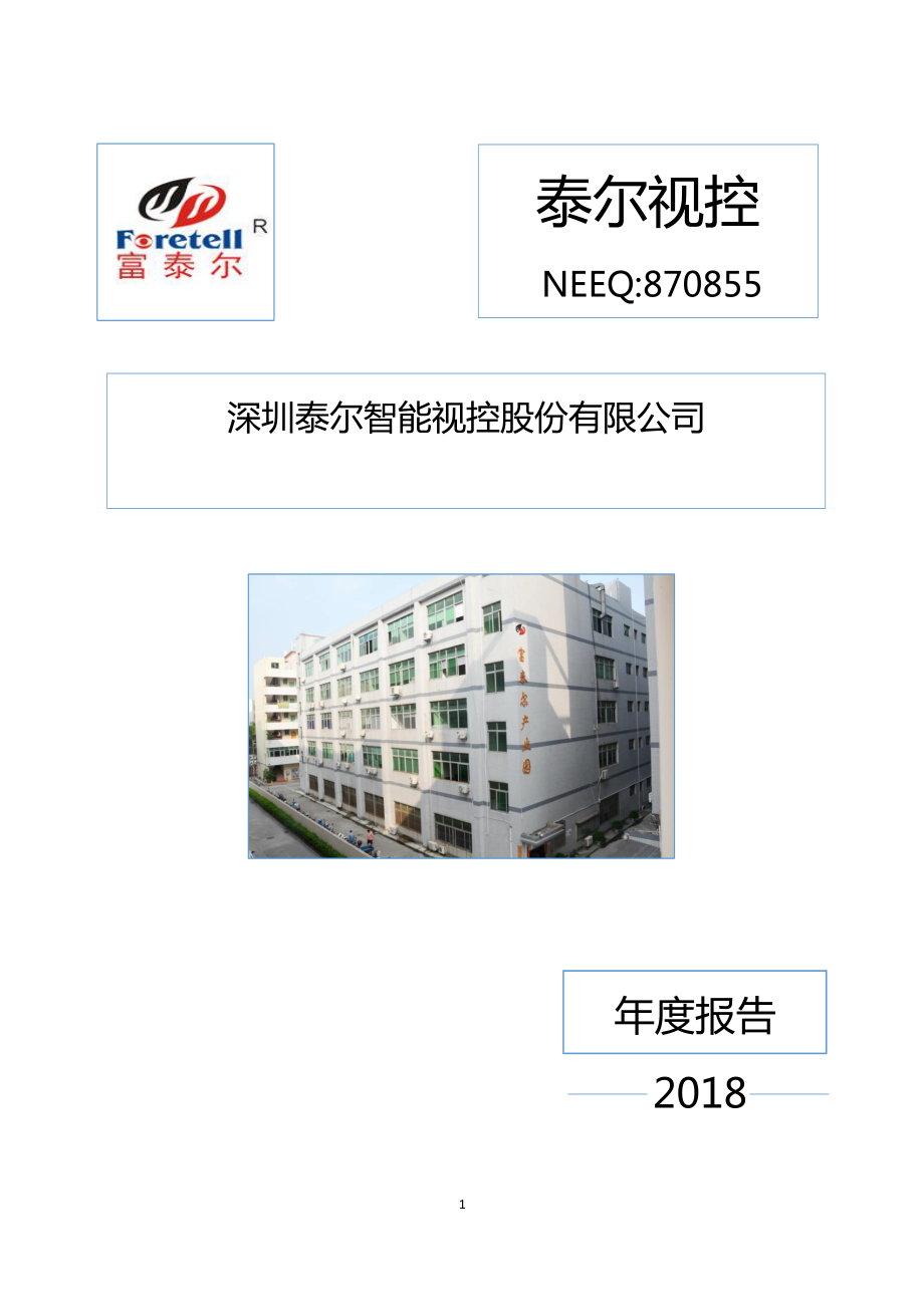 870855_2018_泰尔视控_2018年年度报告_2019-04-24.pdf_第1页