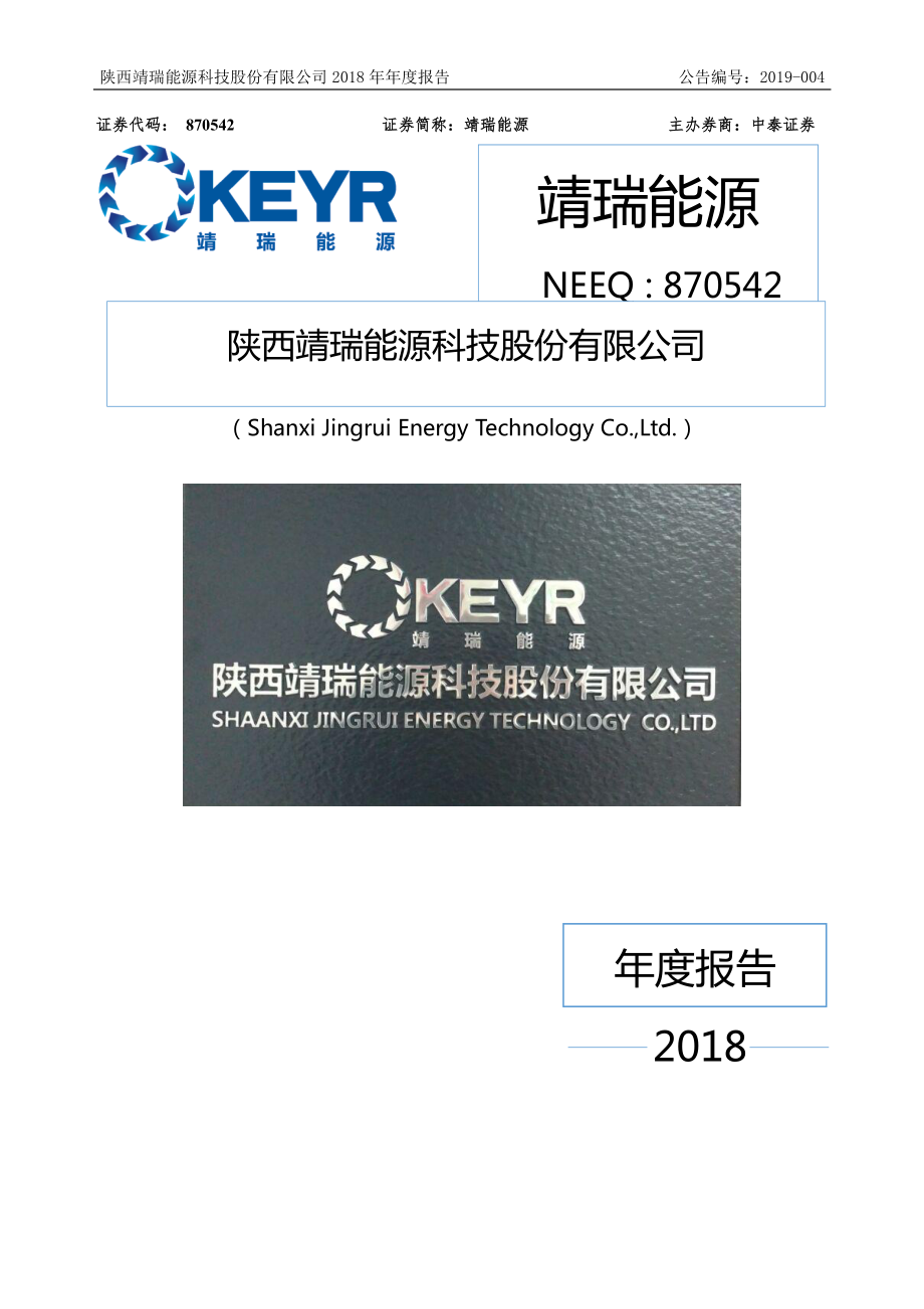 870542_2018_靖瑞能源_2018年年度报告_2019-04-18.pdf_第1页