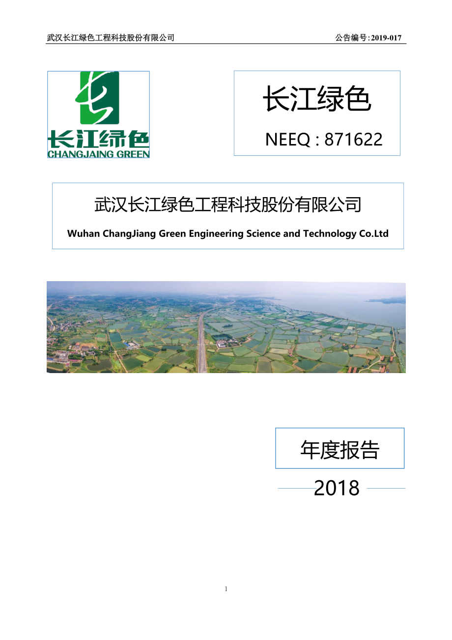 871622_2018_长江绿色_2018年年度报告_2019-04-25.pdf_第1页