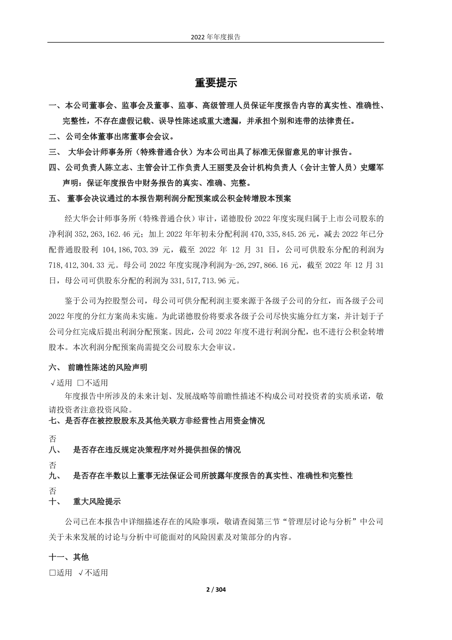 600110_2022_诺德股份_诺德新材料股份有限公司2022年年度报告_2023-04-24.pdf_第2页