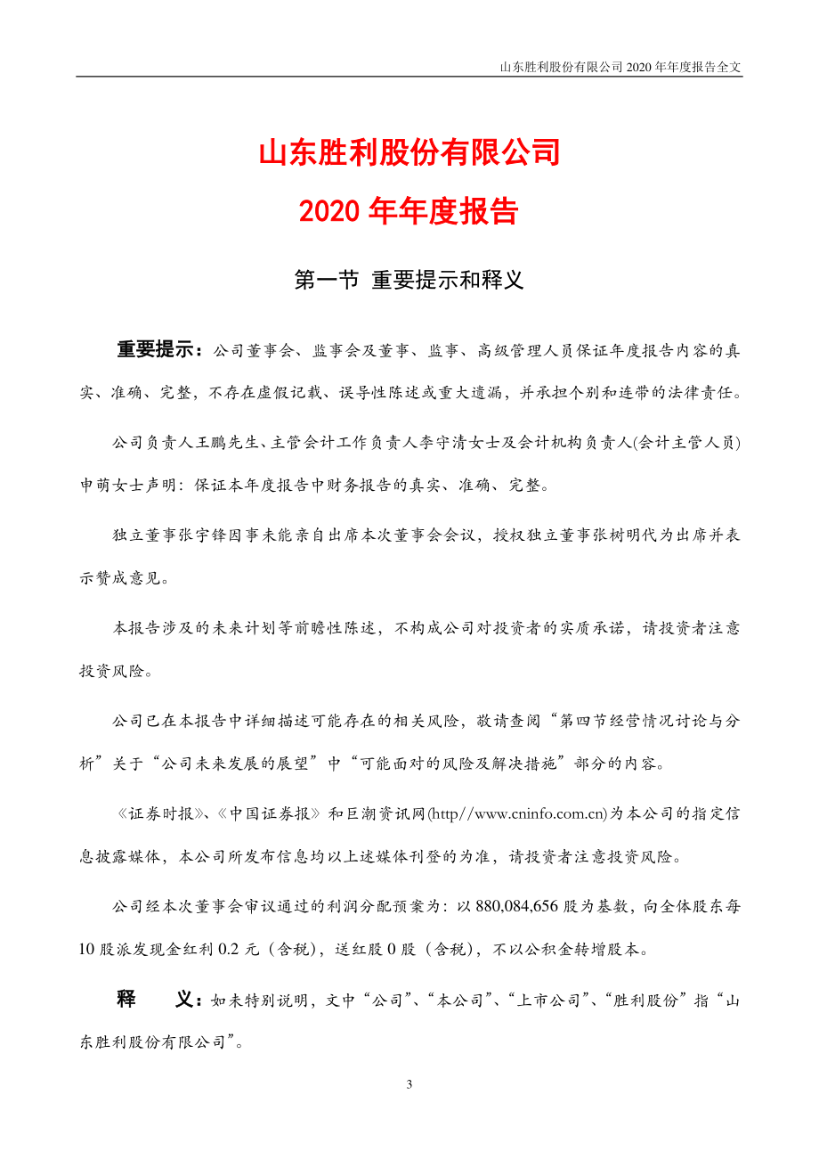 000407_2020_胜利股份_2020年年度报告_2021-04-27.pdf_第3页