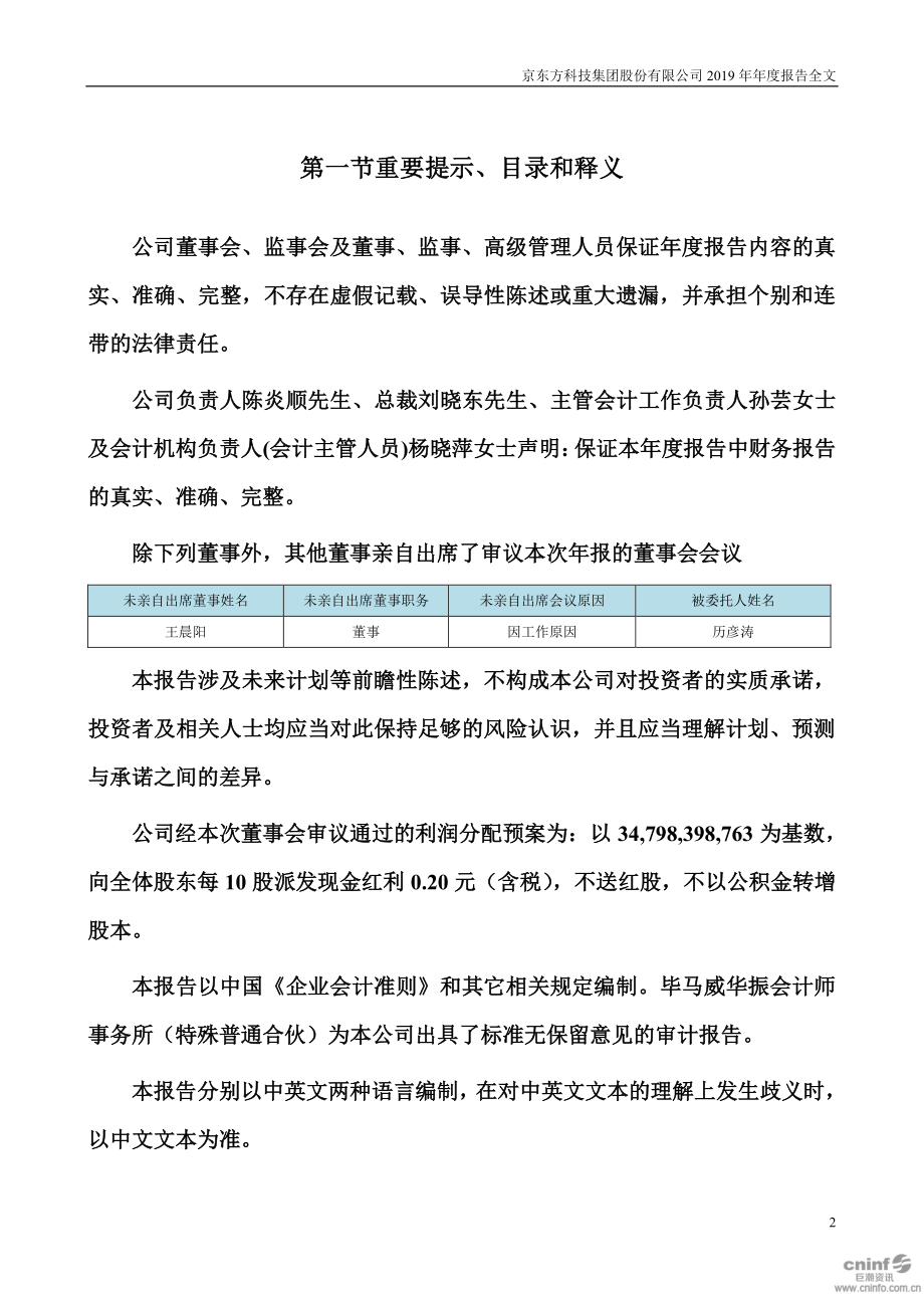 000725_2019_京东方A_2019年年度报告_2020-04-27.pdf_第2页