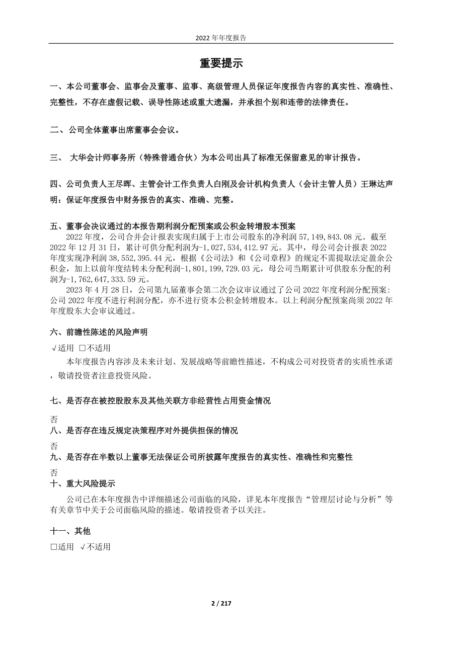 600189_2022_泉阳泉_2022年年度报告_2023-04-28.pdf_第2页