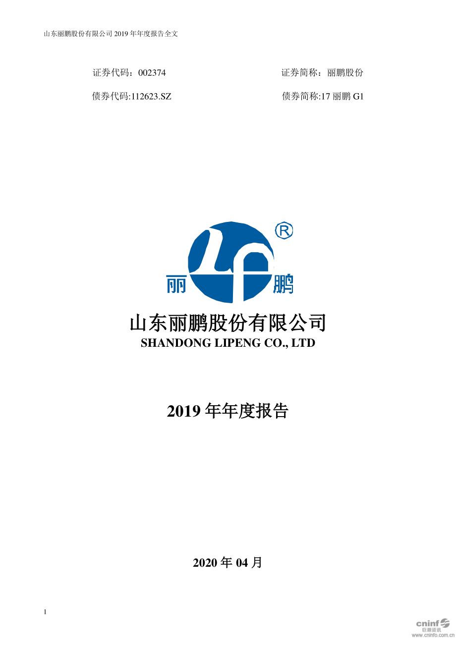 002374_2019_丽鹏股份_2019年年度报告_2020-04-14.pdf_第1页