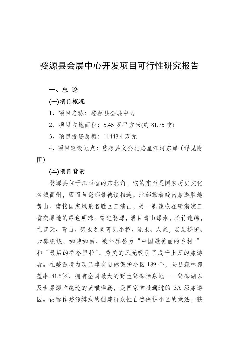 XX县会展中心开发项目可行性研究报告.doc_第1页