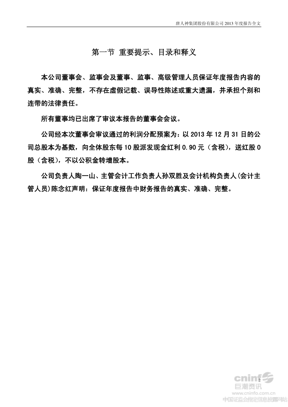 002567_2013_唐人神_2013年年度报告（更新后）_2014-04-17.pdf_第2页