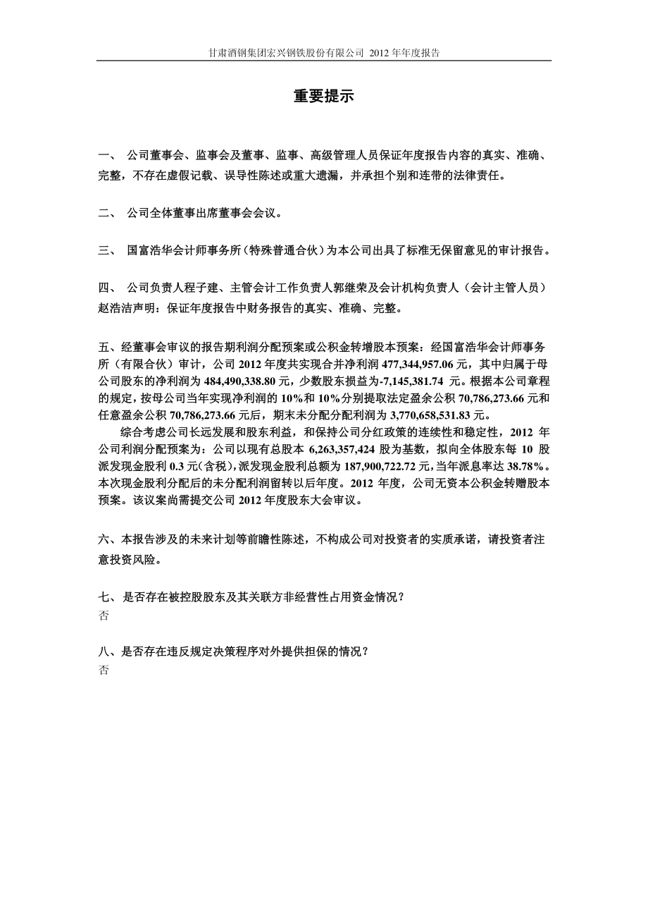 600307_2012_酒钢宏兴_2012年年度报告_2013-04-01.pdf_第2页