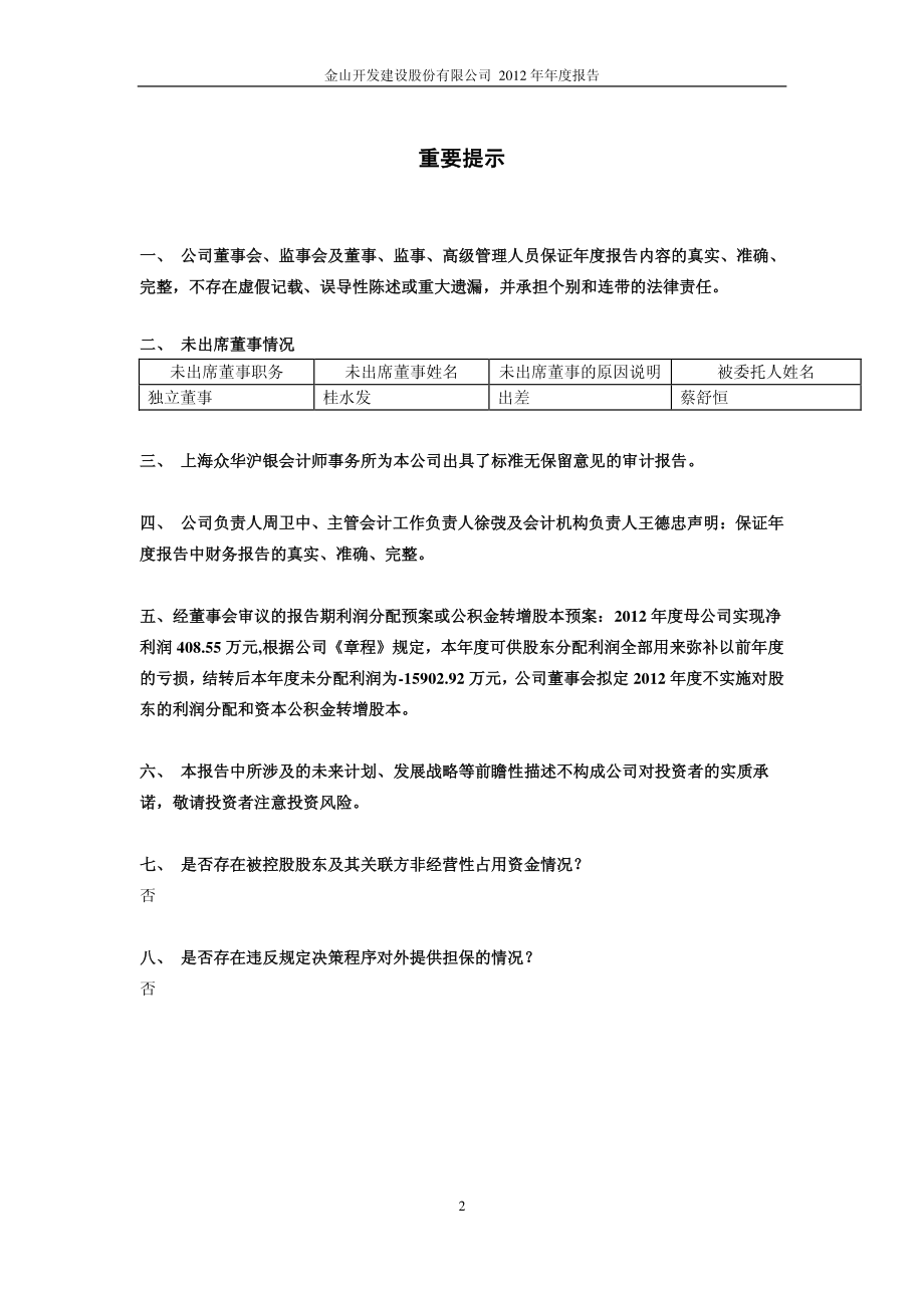 600679_2012_金山开发_2012年年度报告_2013-04-26.pdf_第2页