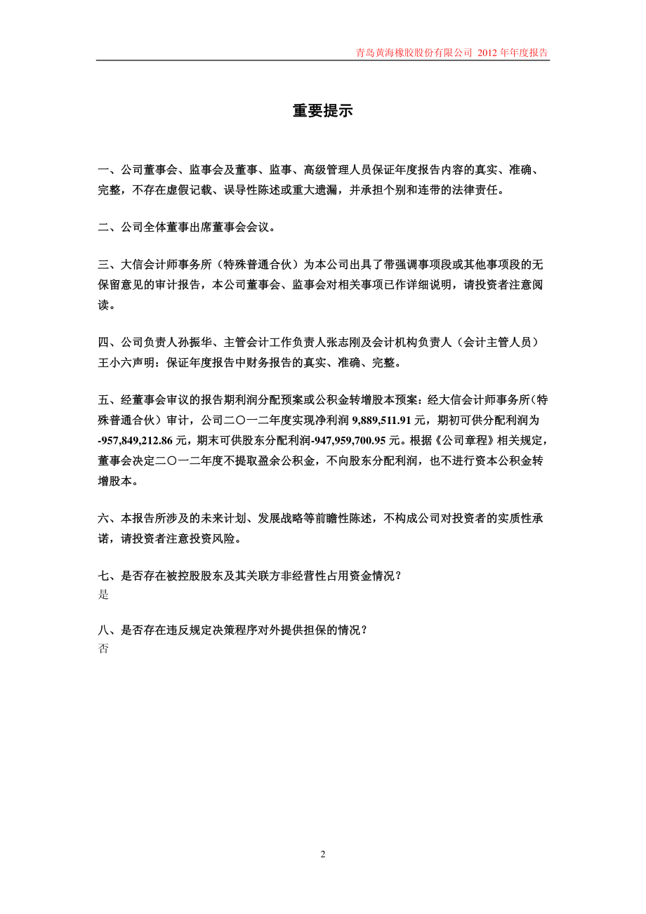 600579_2012_＊ST黄海_2012年年度报（修订版）_2013-06-13.pdf_第2页