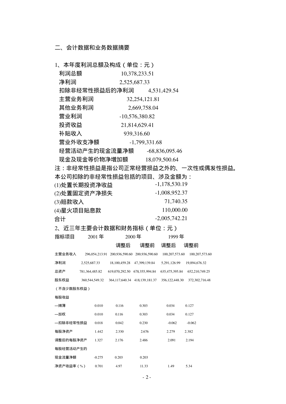 600645_2001_中源协和_望春花2001年年度报告_2002-04-26.pdf_第2页