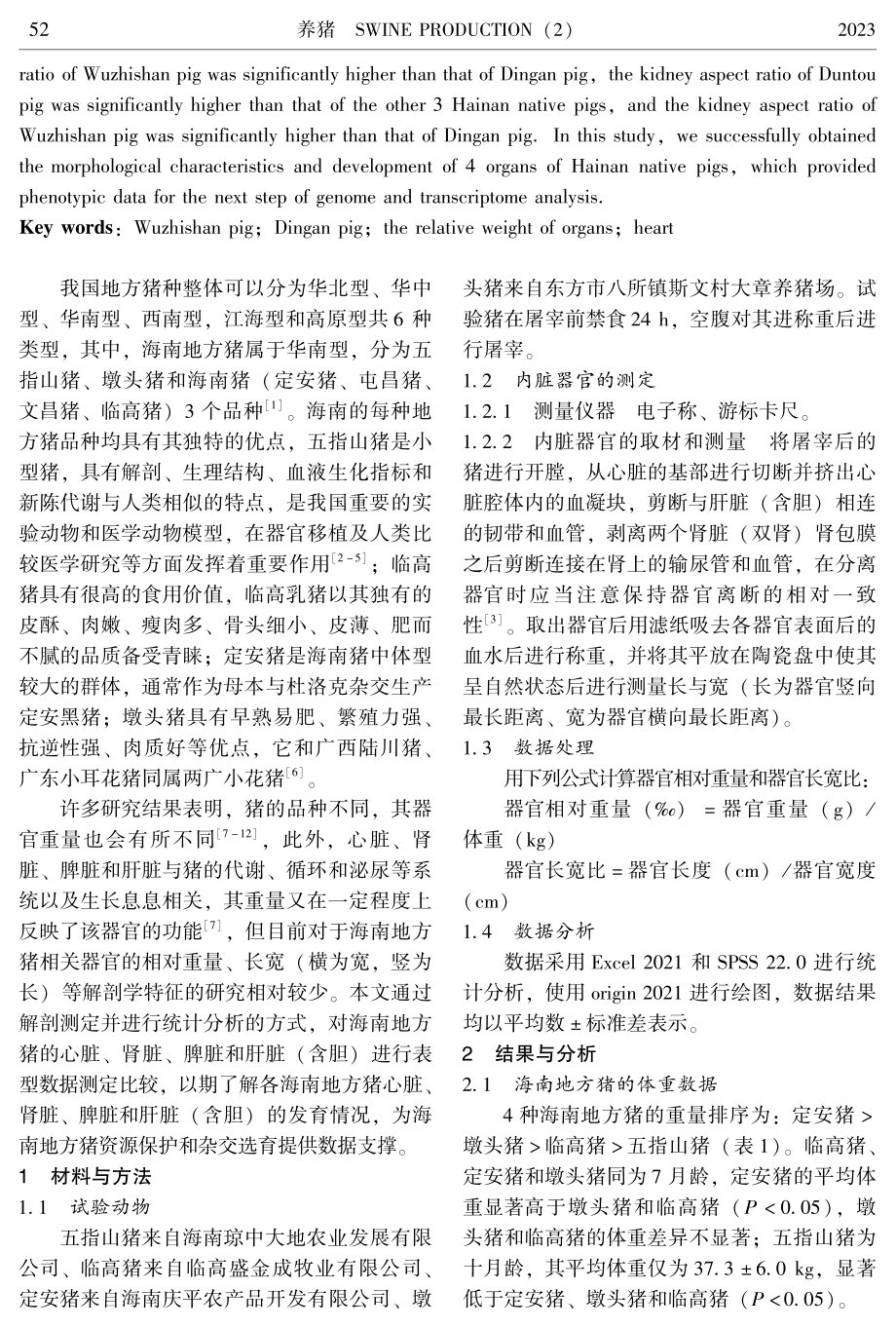 海南地方猪内脏器官的解剖学比较分析.pdf_第2页