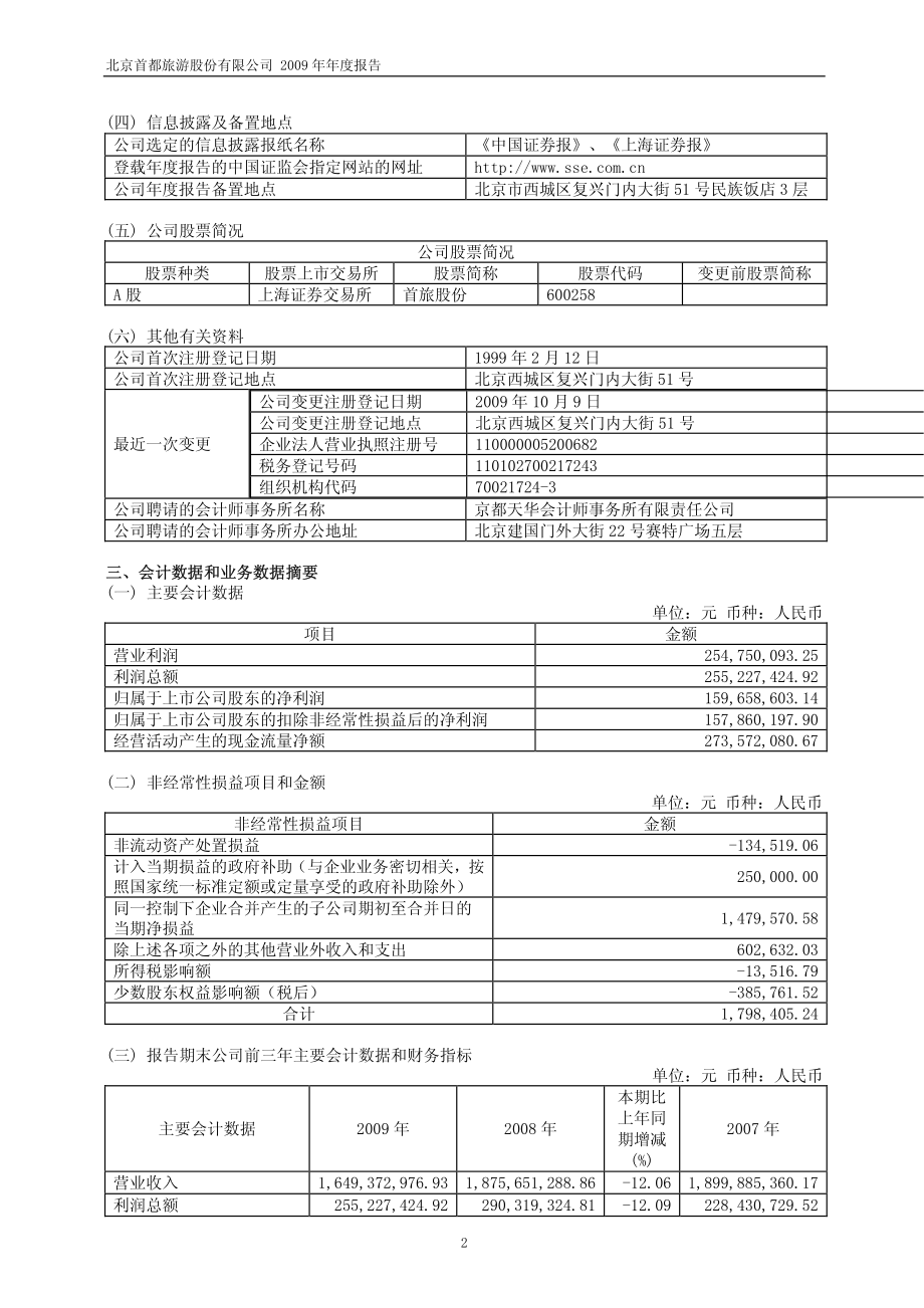 600258_2009_首旅股份_2009年年度报告_2010-04-09.pdf_第3页