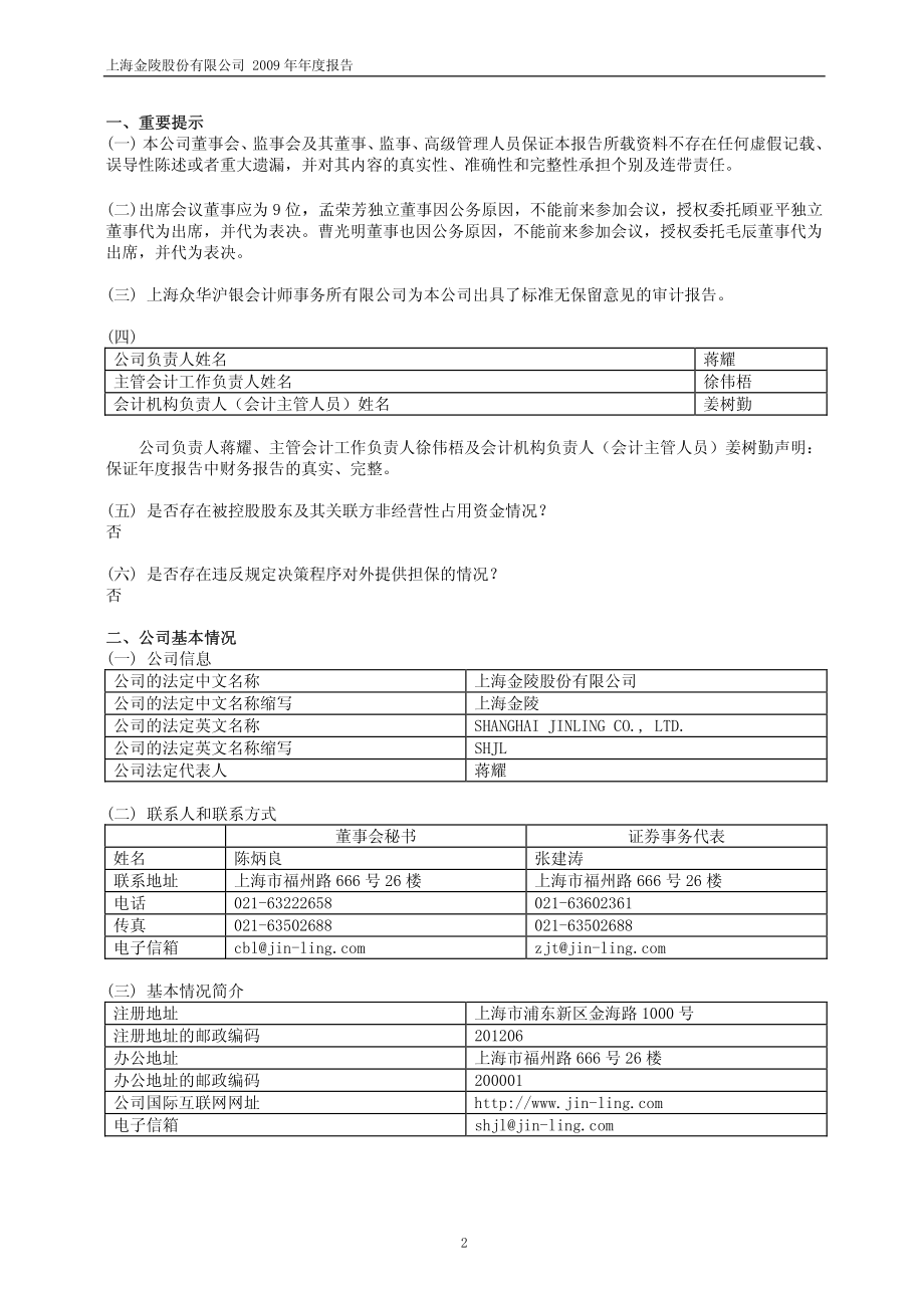 600621_2009_上海金陵_2009年年度报告_2010-03-30.pdf_第3页