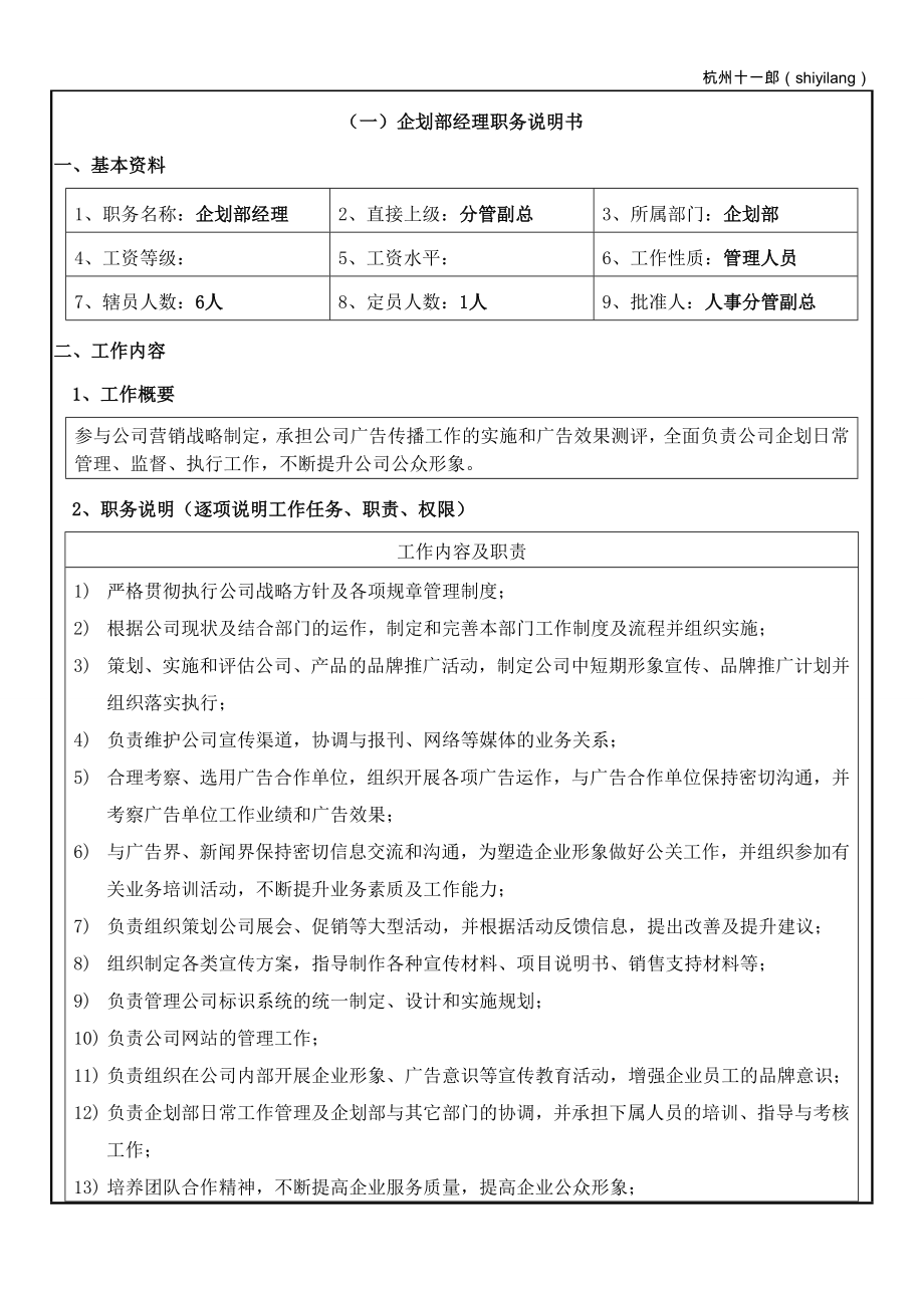 杭州十一郎珠宝公司企划部人员岗位职责.doc_第2页