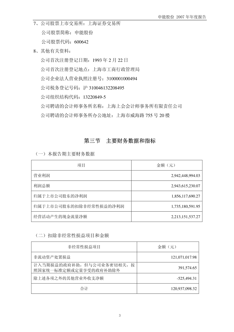 600642_2007_申能股份_2007年年度报告_2008-04-08.pdf_第3页