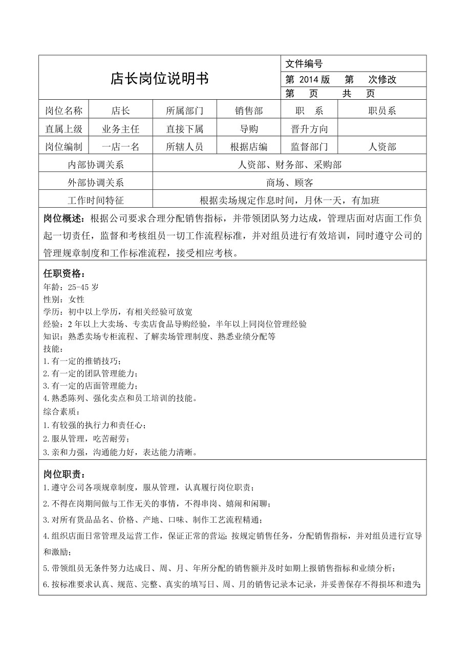 商业零售代理商公司的岗位说明书.doc_第3页