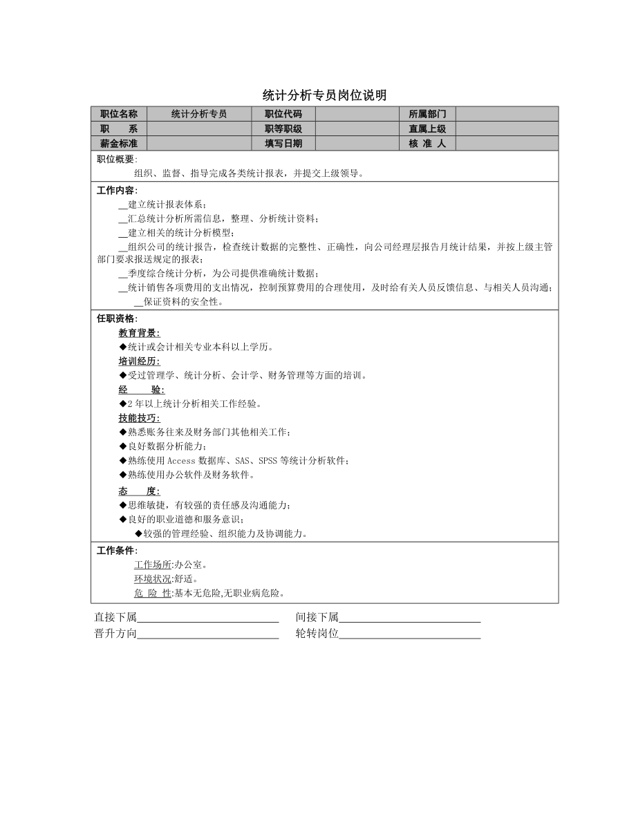 统计分析专员岗位说明.doc_第1页