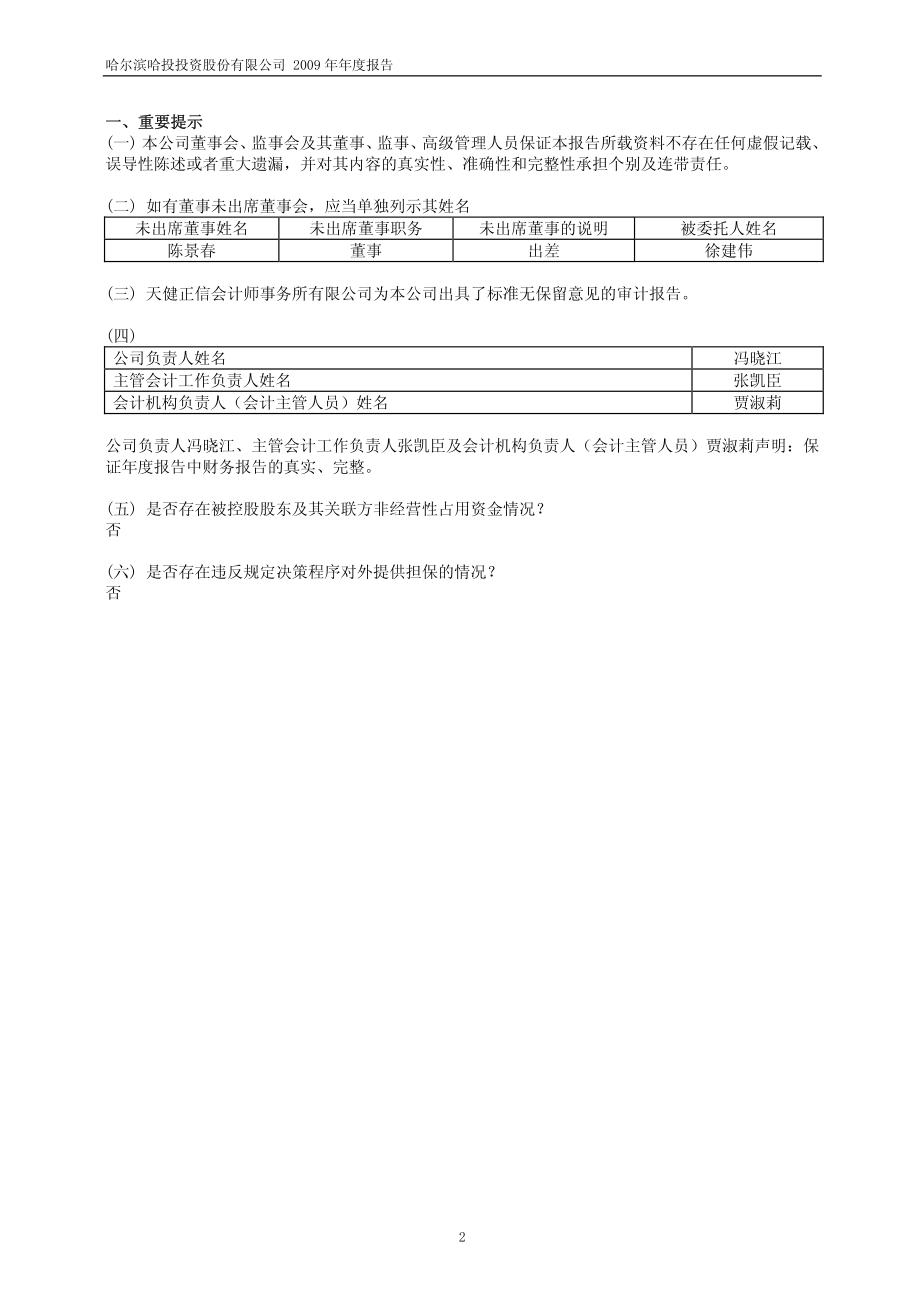 600864_2009_哈投股份_2009年年度报告_2010-03-08.pdf_第3页