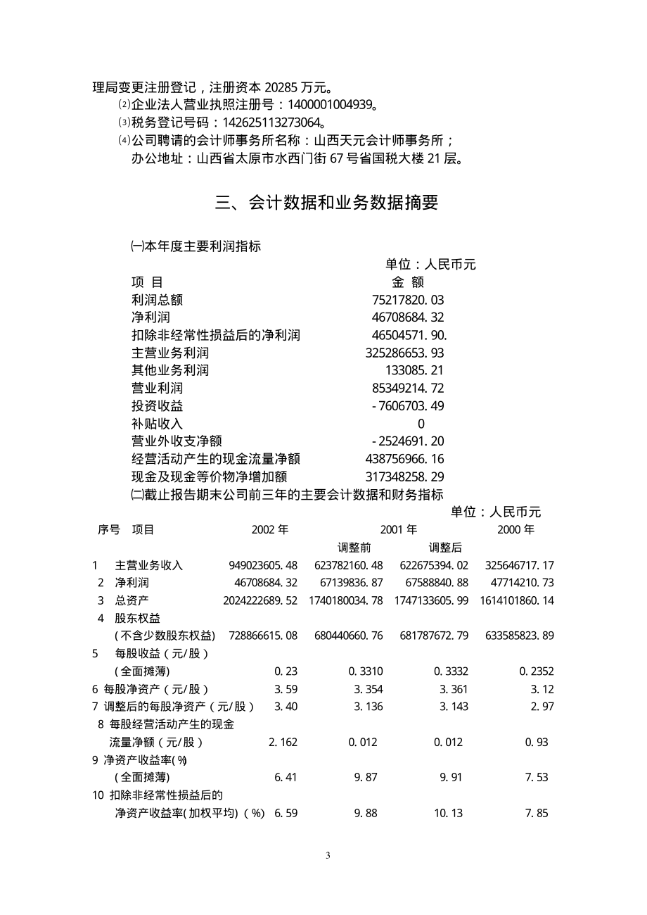 600740_2002_山西焦化_山西焦化2002年年度报告_2003-03-24.pdf_第3页