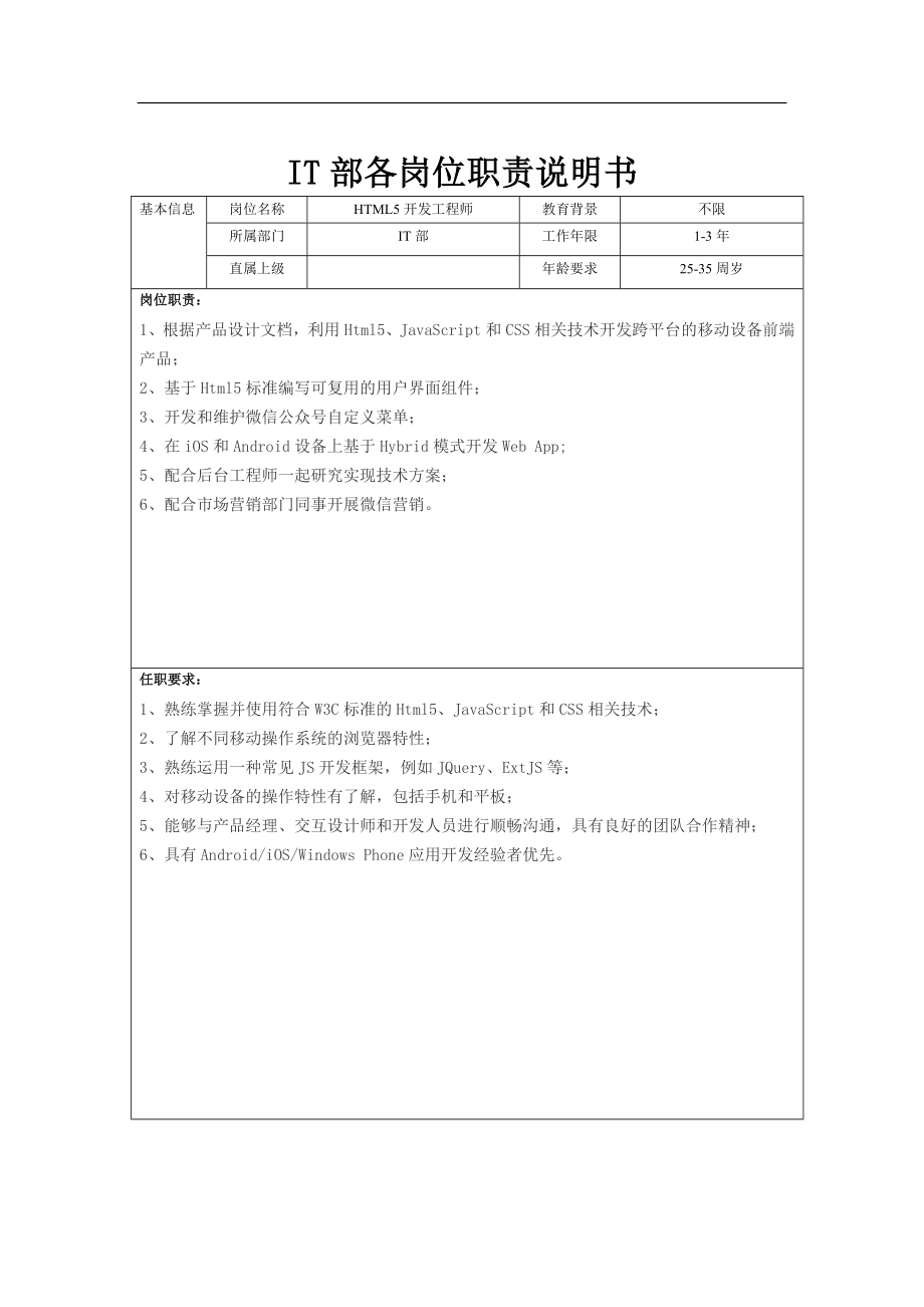 IT部岗位说明书资料.doc_第1页