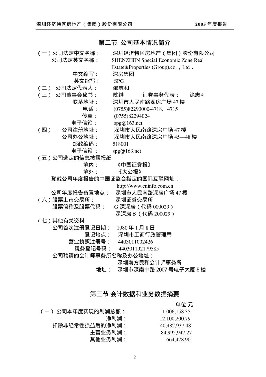 000029_2005_深深房A_G深深房2005年年度报告_2006-04-24.pdf_第2页