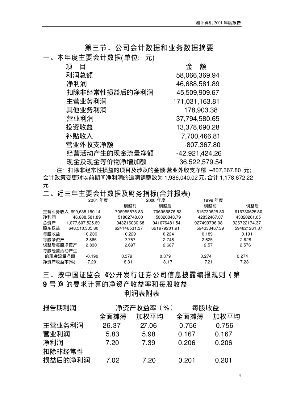 000748_2001_长城信息_湘计算机2001年年度报告_2002-03-04.pdf_第3页