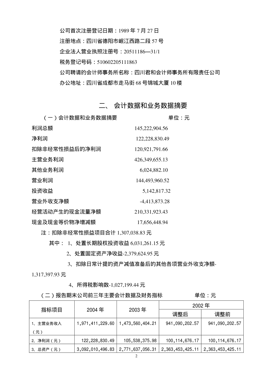 000510_2004_新金路_金路集团2004年年度报告_2005-03-17.pdf_第2页