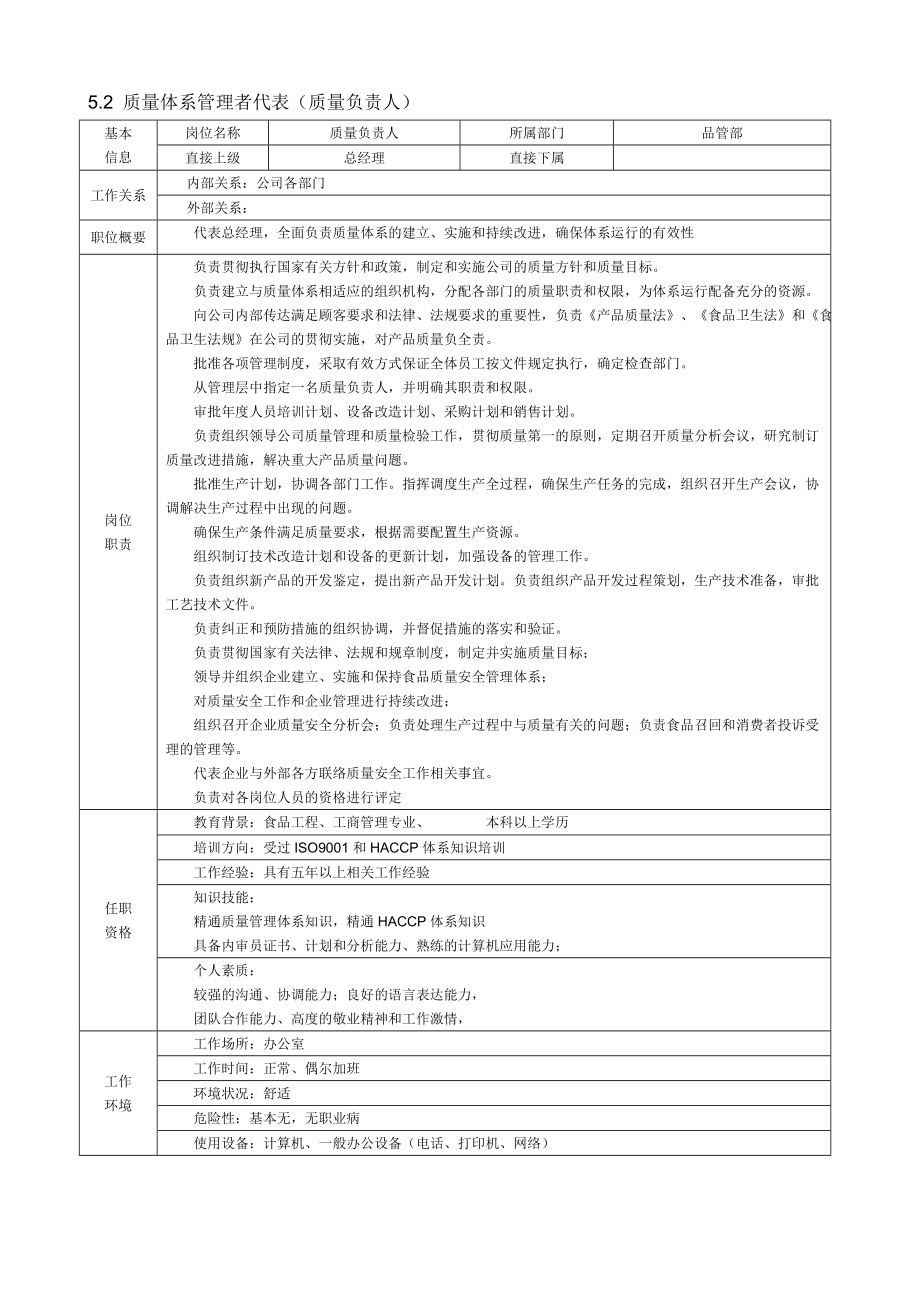 食品企业岗位说明书DOC.doc_第3页