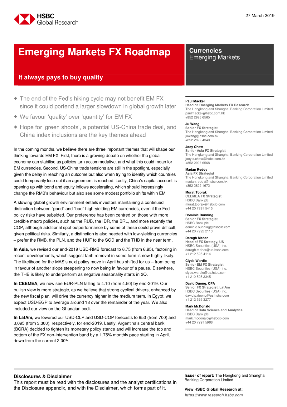 汇丰银行-新兴市场-外汇策略-新兴市场外汇地图-2019.3-84页.pdf_第1页