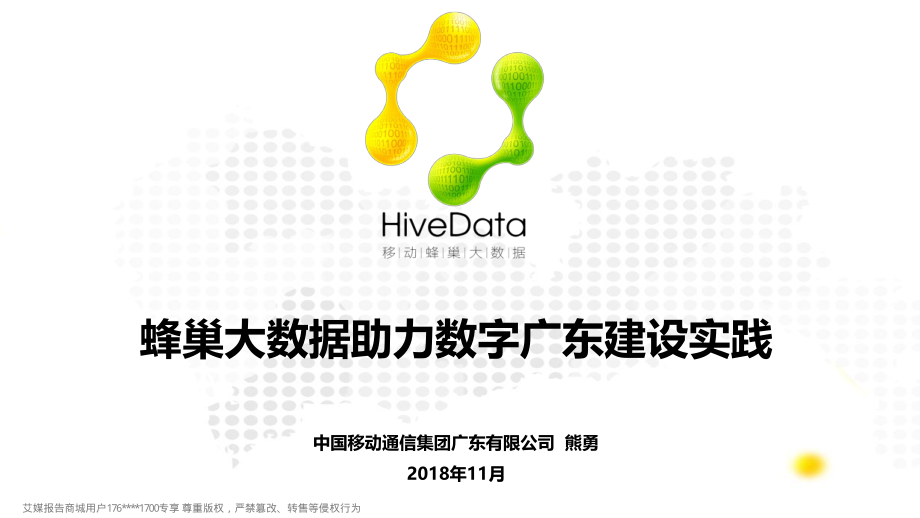 2018广东互联网大会演讲PPT%7C蜂巢大数据助力数字广东建设实践%7C中国移动.pdf_第1页