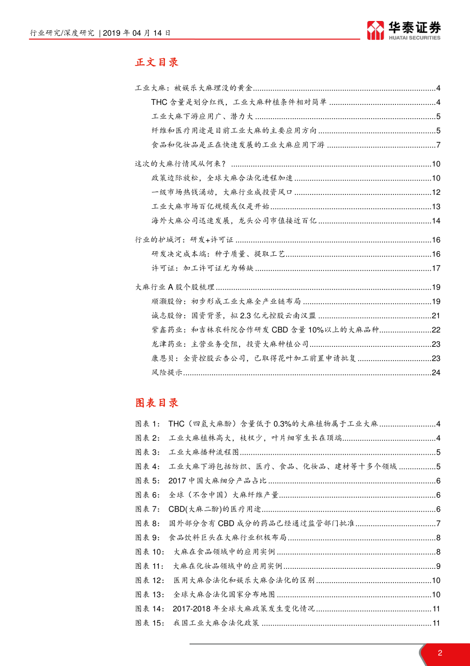 工业大麻行业报告：政策东风起工业大麻犹可期-20190414-华泰证券-25页.pdf_第3页