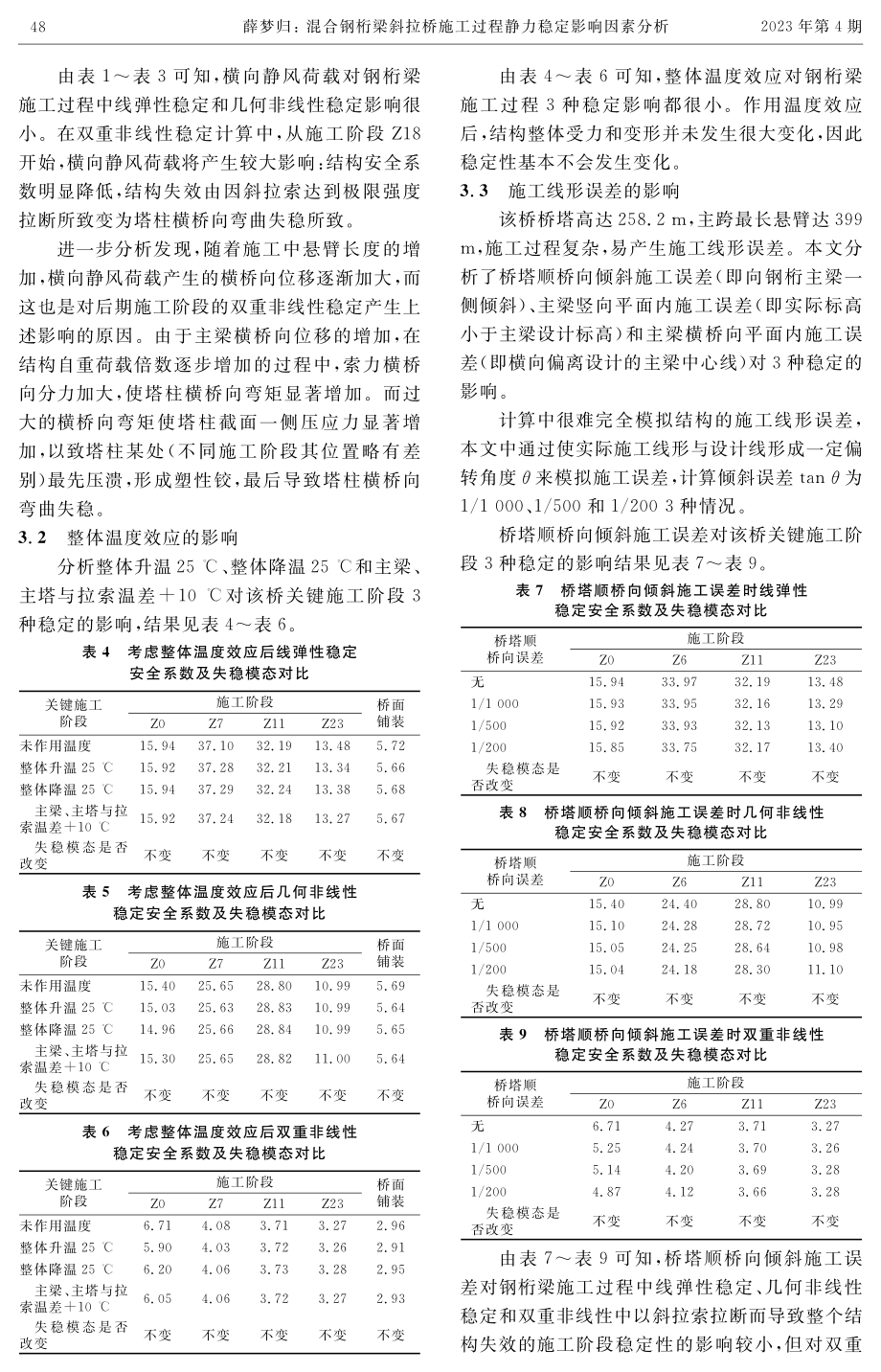 混合钢桁梁斜拉桥施工过程静力稳定影响因素分析.pdf_第3页