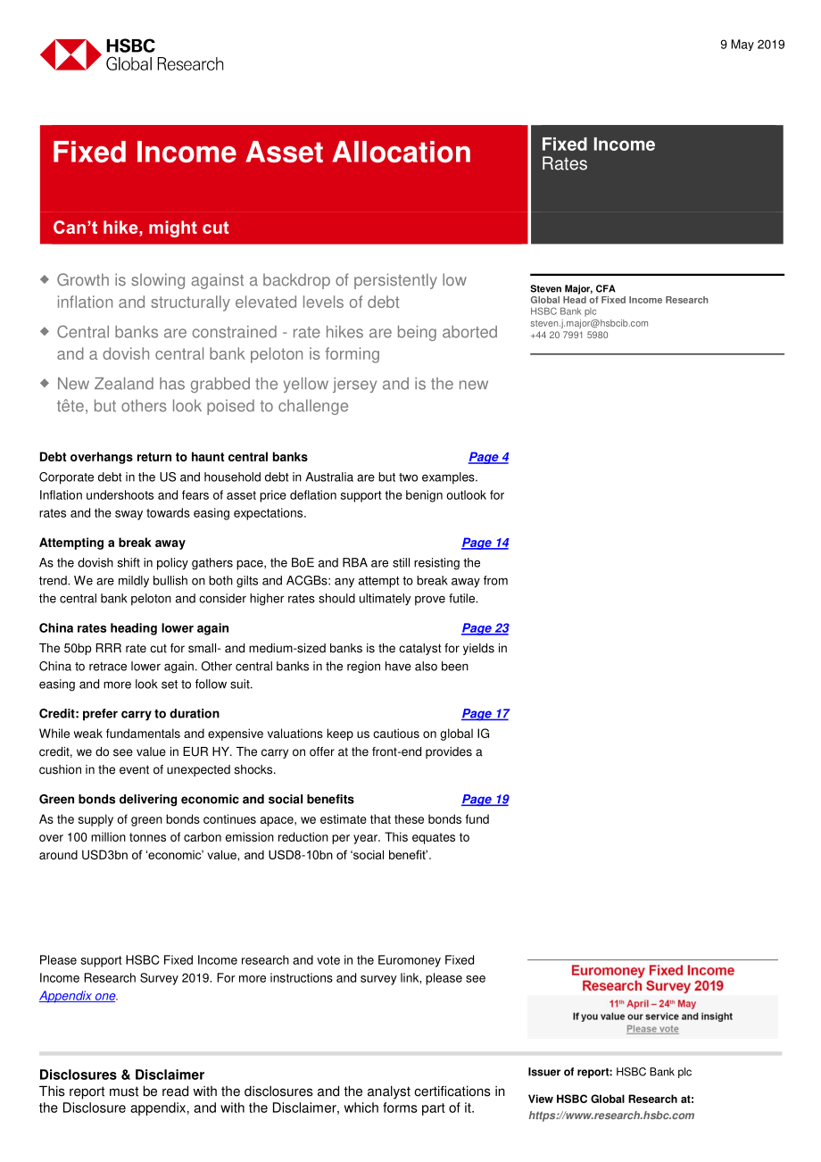 汇丰银行-全球-投资策略-全球固定收益资产组合策略-2019.5.9-32页.pdf_第1页