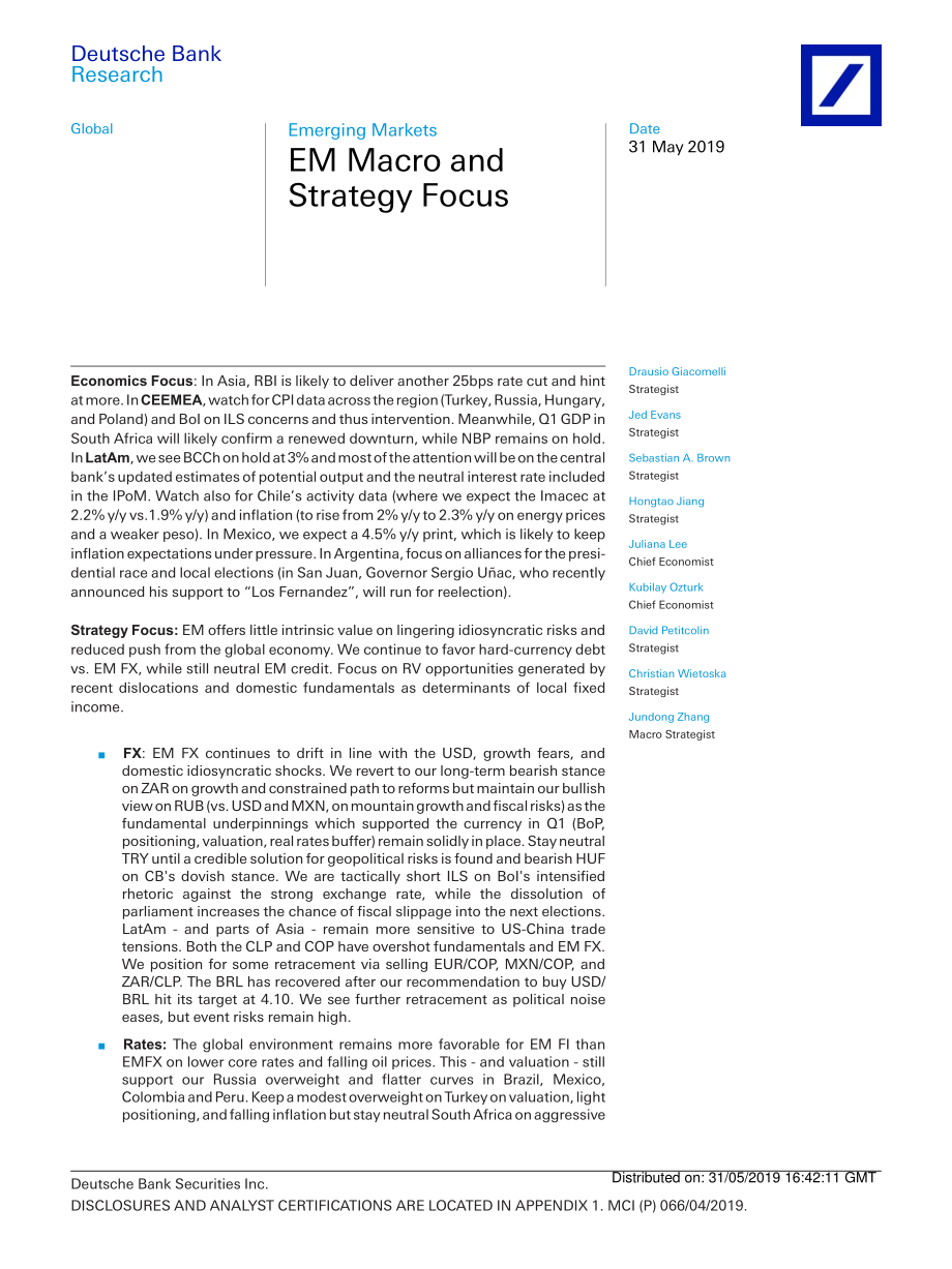 德银-新兴市场-宏观策略-新兴市场宏观与策略聚焦-2019.5.31-51页 (2).pdf_第1页