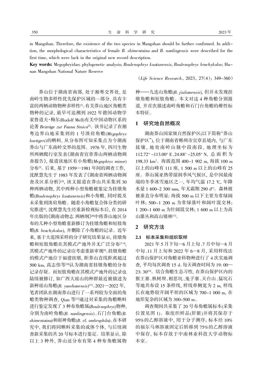 湖南莽山布角蟾属%28Boulenophrys%29物种分类讨论兼记省新记录三种.pdf_第2页