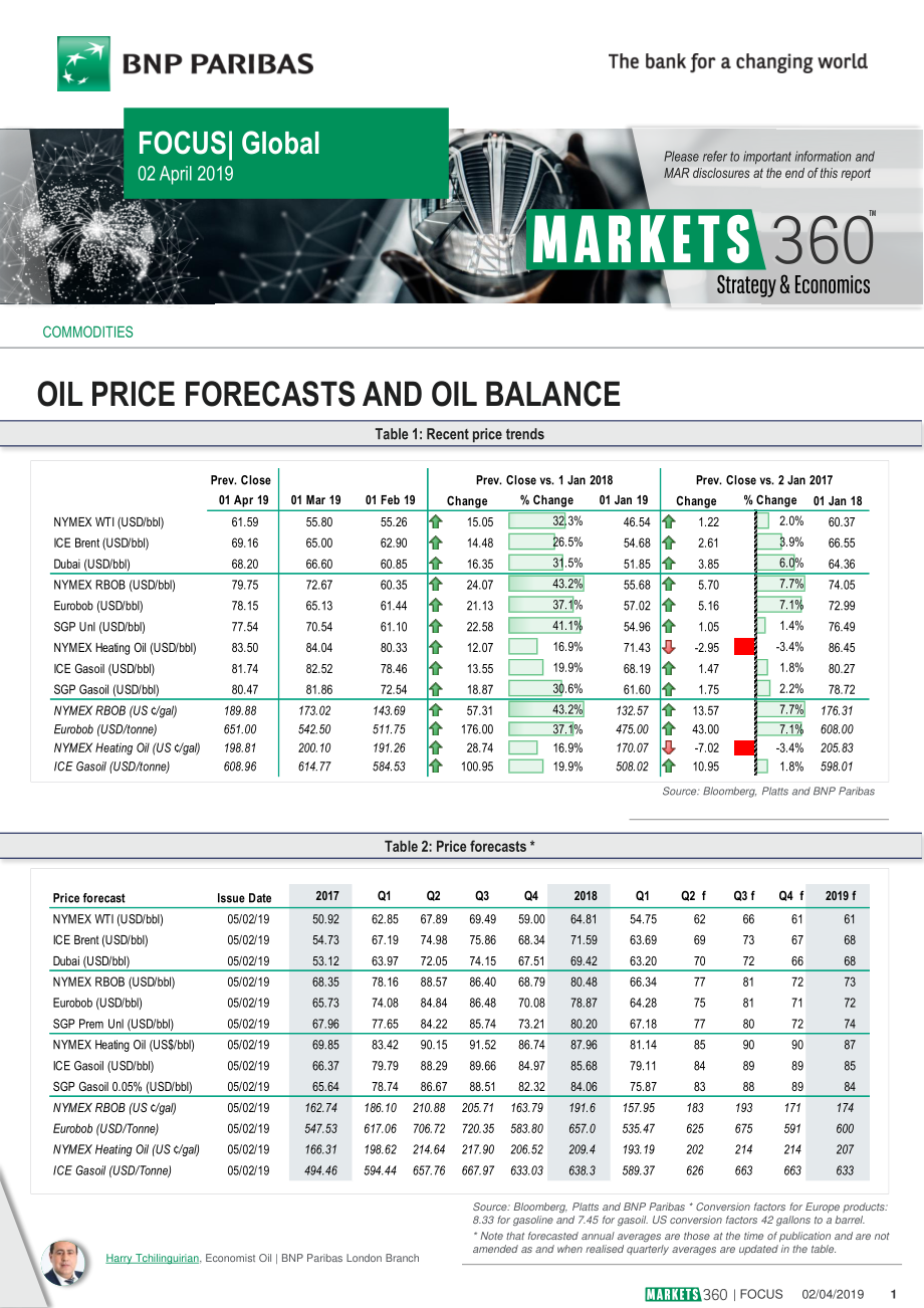 巴黎银行-全球-石油与天然气行业-石油价格预测与石油平衡-20190402-10页.pdf_第1页