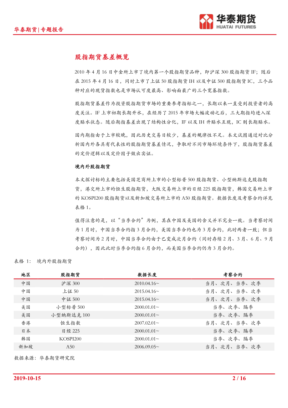 股指期货基差专题（一）：境内外基差模式对比-20191015-华泰期货-16页.pdf_第3页