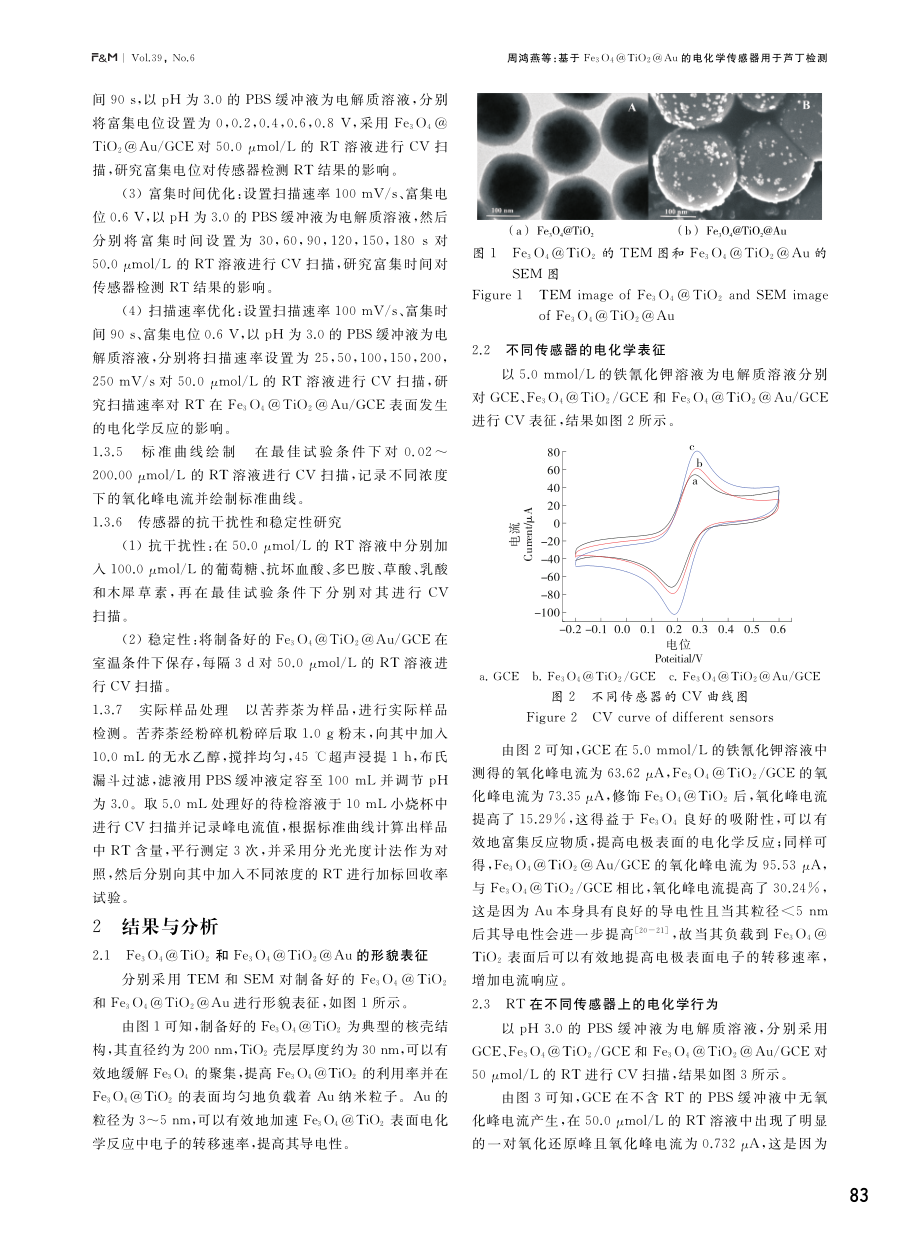 基于Fe_%283%29O_%284%29%40TiO_%282%29%40Au的电化学传感器用于芦丁检测.pdf_第3页