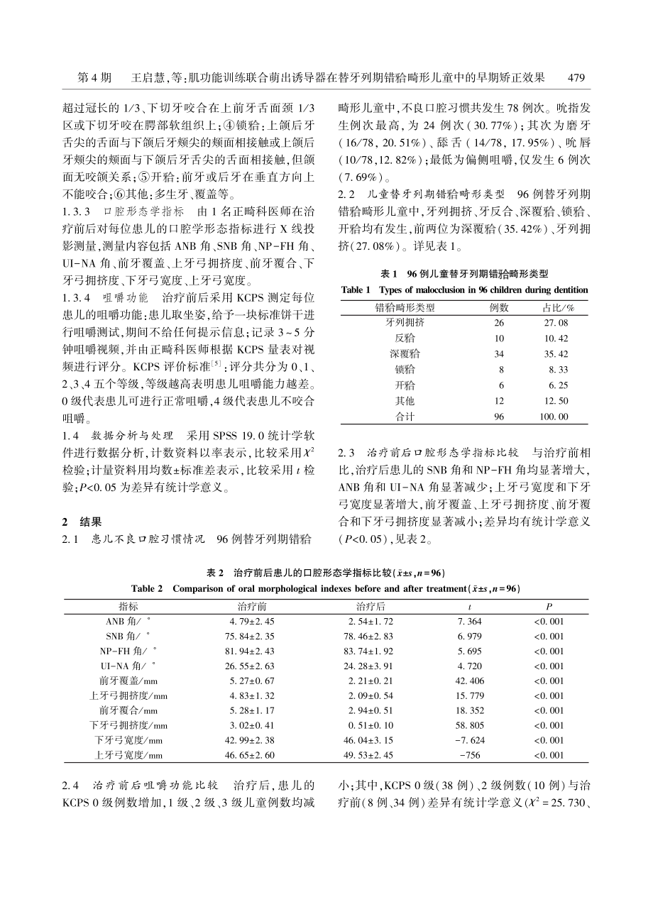 肌功能训练联合萌出诱导器在替牙列期错%5B牙合%5D畸形儿童中的早期矫正效果.pdf_第3页