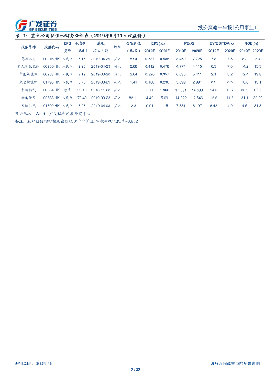 公用事业行业2019年下半年投资策略：风电平价上网渐行渐近天然气销量加快-20190611-广发证券-33页.pdf_第3页