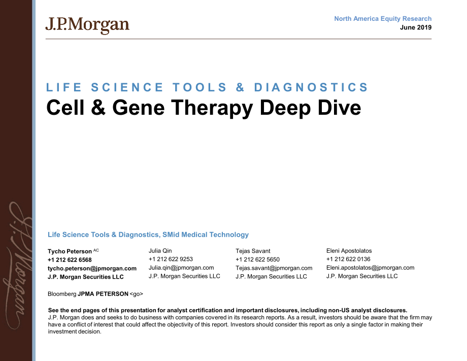 J.P. 摩根-美股-医疗保健行业-生命科学与诊断：细胞与基因治疗深度研究-2019.6-29页 (2).pdf_第1页