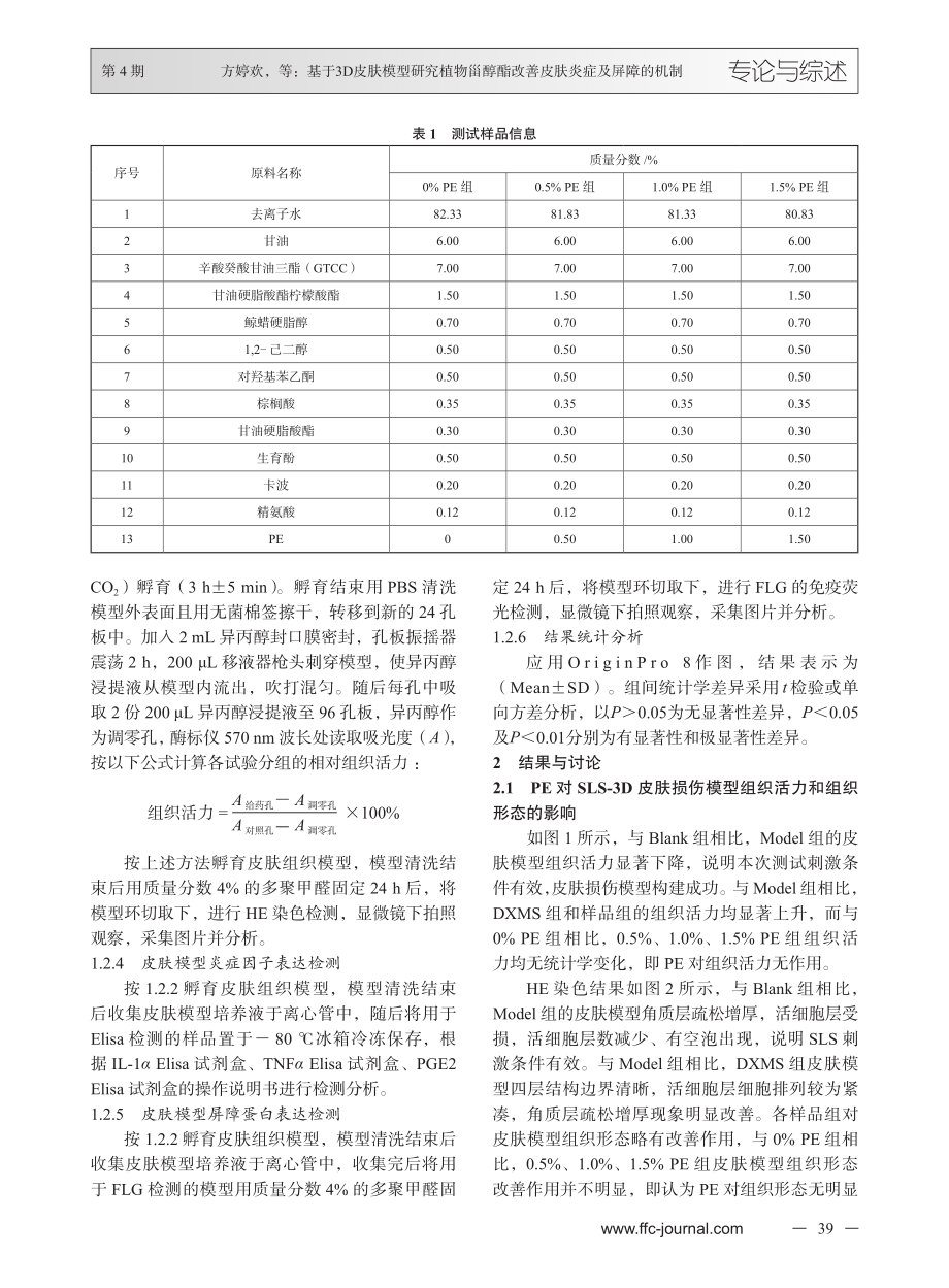 基于3D皮肤模型研究植物甾醇酯改善皮肤炎症及屏障的机制.pdf_第3页