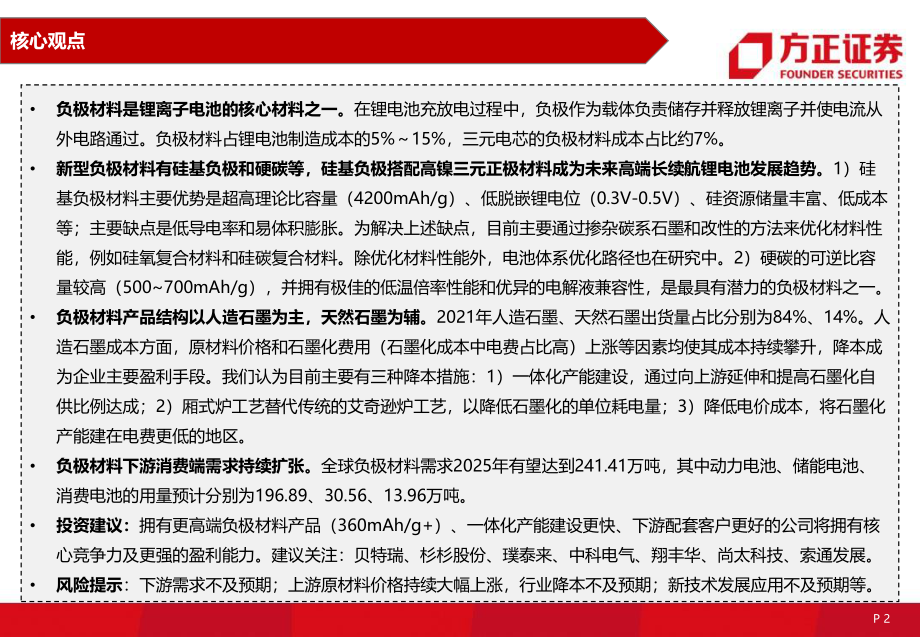 20220801-方正证券-电力设备与新能源行业：锂电负极材料一体化、大宗化、新技术产业化.pdf_第2页