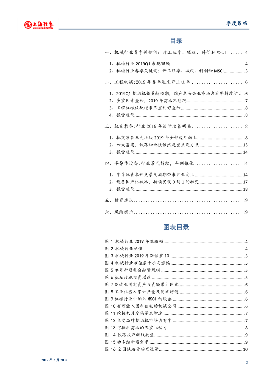 机械行业2019年春季投资策略：聚焦春季开工旺季、减税、科创和MSCI-20190320-上海证券-20页.pdf_第3页