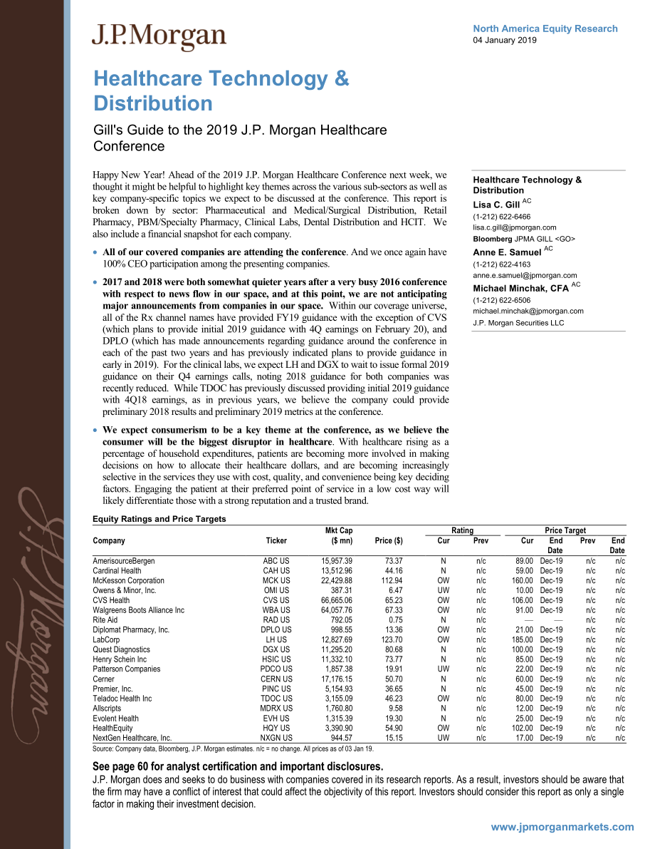 J.P. 摩根-美股-医疗科技行业-美国医疗科技与渠道：吉尔的2019年摩根大通医疗会议指南-2019.1.4-63页.pdf_第1页