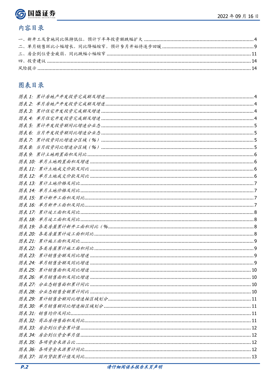 20220916-国盛证券-房地产开发行业1_8月统计局数据点评：销售小幅复苏竣工环比大增新开工及拿地疲弱导致下半年投资承压.pdf_第2页