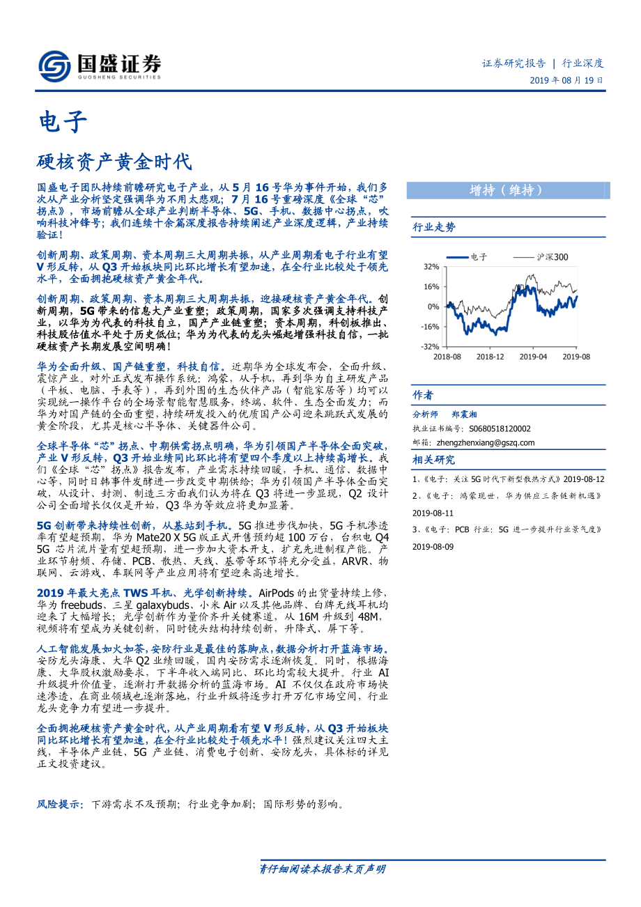 电子行业：硬核资产黄金时代-20190819-国盛证券-111页.pdf_第1页