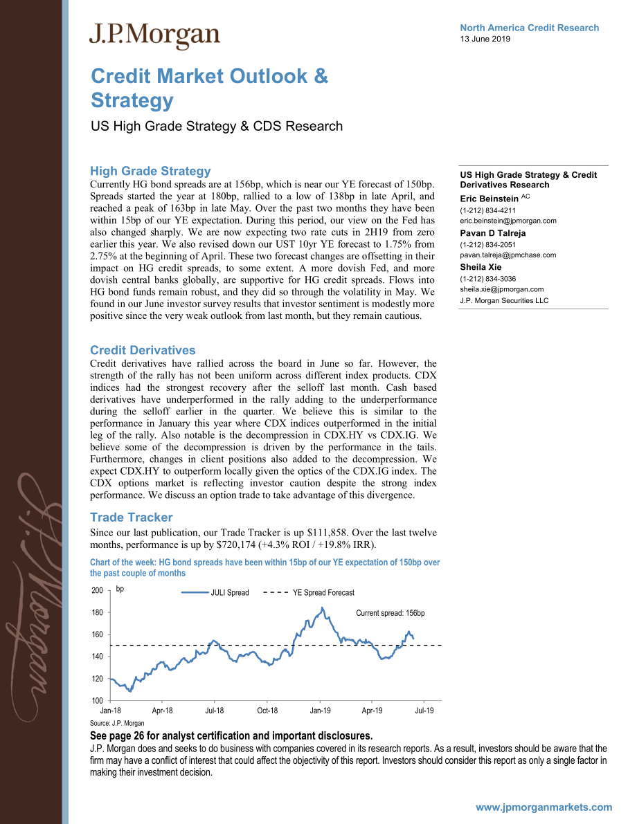 J.P. 摩根-美股-信贷市场-信贷市场展望与策略：美国高级策略与CDS研究-2019.6.13-28页.pdf_第1页